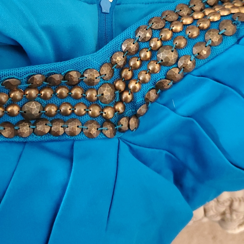 Bisou Bisou teal blue adjustable straps dress 14 - Picture 6 of 8